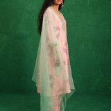 Pink Printed Embroidered Buta Jaal Kurta Set