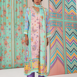 Peach Multi Butterfly Panel Kurta Set
