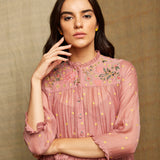 Rose Blush Tiered Embroidered Tunic Dress