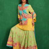 Yellow/turquoise butterfly sharara set