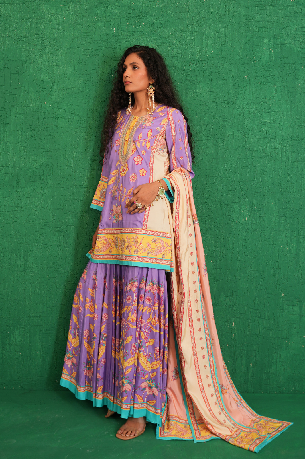 Purple / Ivory Butterfly Sharara Set