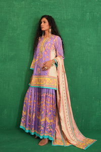 Purple / Ivory Butterfly Sharara Set
