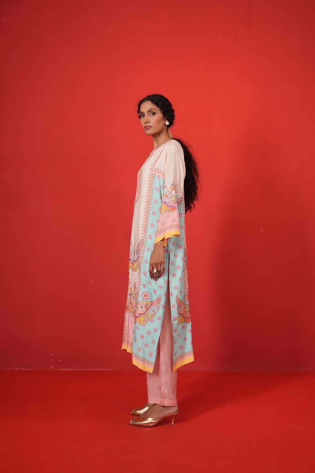 Ivory multi marodi butterfly kurta set