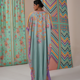 Sage/purple butterfly kaftan