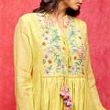 Rose Yellow Embroidered Yoke Tunic
