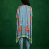 Butterfly blue poncho set