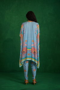 Butterfly blue poncho set
