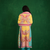 Yellow multi butterfly kurta set
