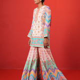 Ivory Multi Chevron Butterfly Sharara Set