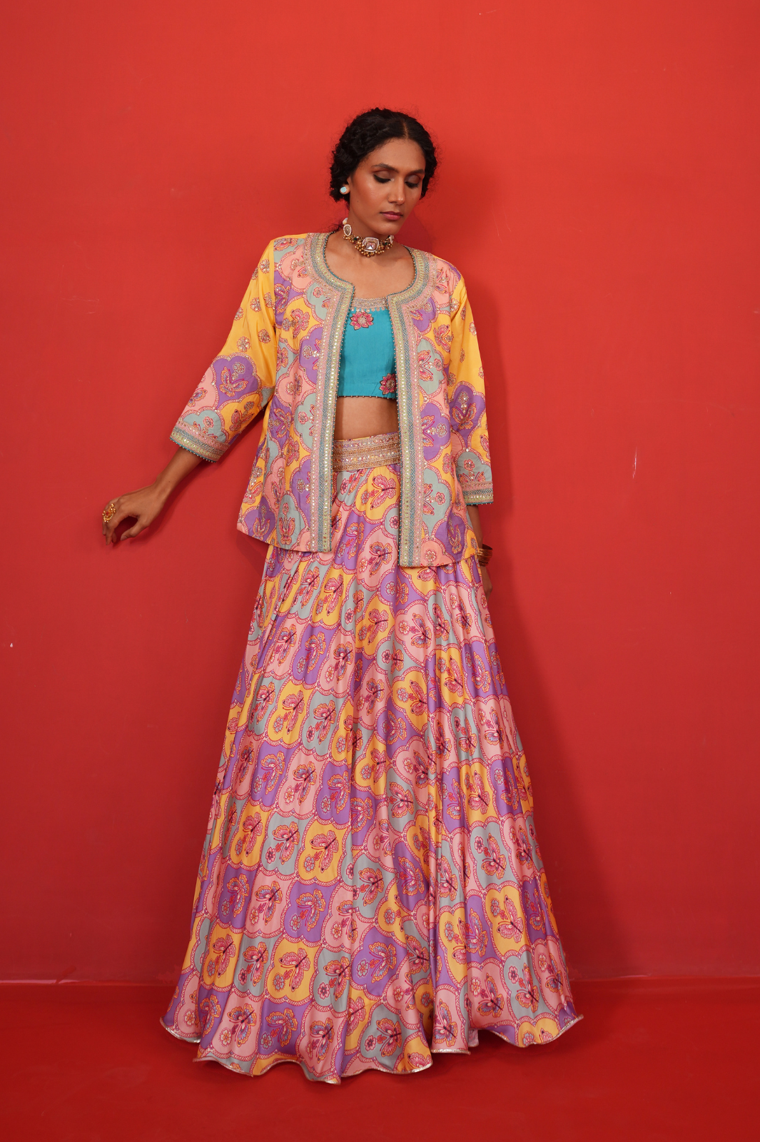 Butterfly Multi Lehenga with Jacket Set