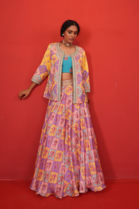Butterfly Multi Lehenga with Jacket Set