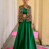 Emerald Embroidered Skirt Set