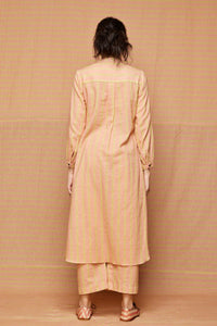 Block Printed Beige with Rose Pink Striped Co-ord Set