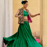 Emerald Embroidered Skirt Set
