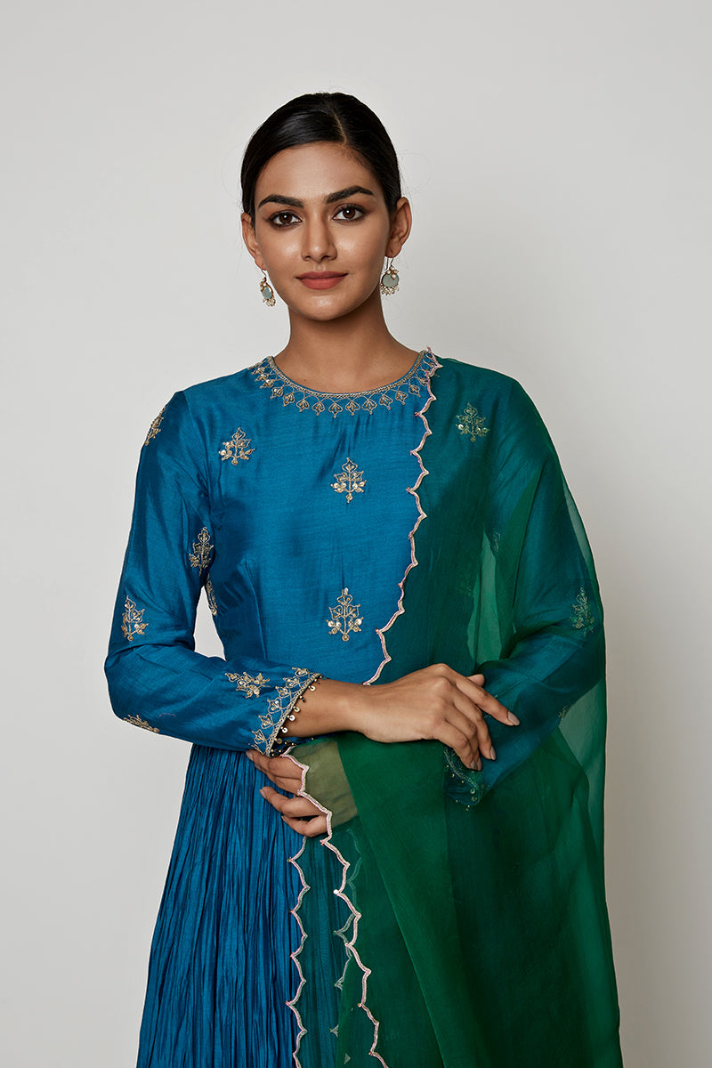 Navrang Blue Marodi Kurta Set