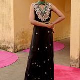 Black Embroidered Chintz Chinar Jumpsuit