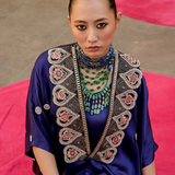 Purple Embroidered Chintz Noori Cape Set