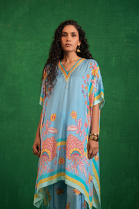 Butterfly blue poncho set