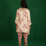 Ivory printed embriodery buta jaal short kurta set