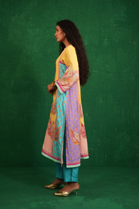 Yellow Multi Butterfly Kurta Set
