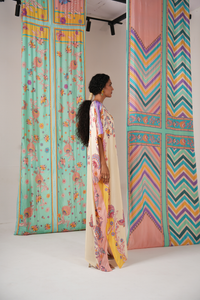 Ivory/yellow butterfly kaftan