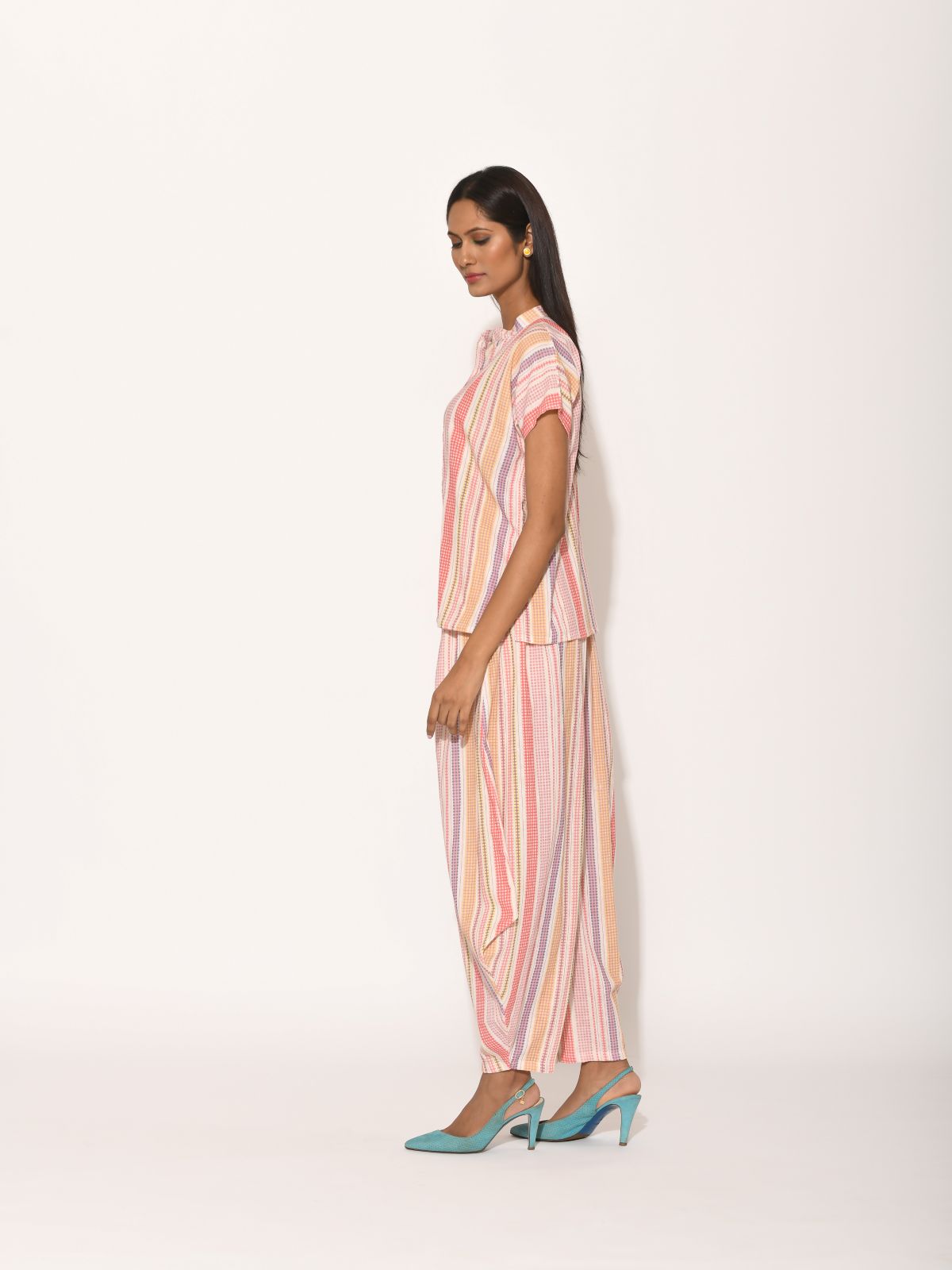 Printed Pink Dots Striped Top