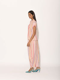 Printed Pink Dots Striped Top