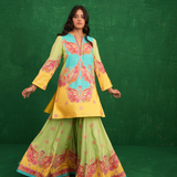 Yellow/turquoise butterfly sharara set