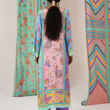 Peach Multi Butterfly Panel Kurta Set