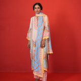 Ivory multi marodi butterfly kurta set
