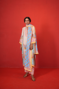 Ivory multi marodi butterfly kurta set