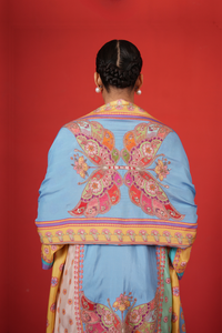 Blue multi panel kurta set