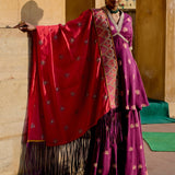 Purple Printed Embroidered Sharara Set
