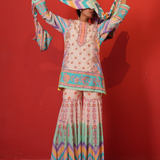 Ivory Multi Chevron Butterfly Sharara Set