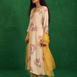 Ivory Printed Embroidered Buta Jaal Kurta Set