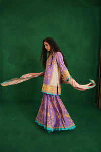 Purple / Ivory Butterfly Sharara Set