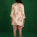 Ivory Printed Embroidery Buta Jaal Short Kurta Set