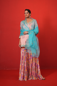 Butterfly Short Kurta Sharara Set