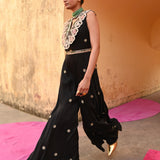 Black Embroidered Chintz Chinar Jumpsuit