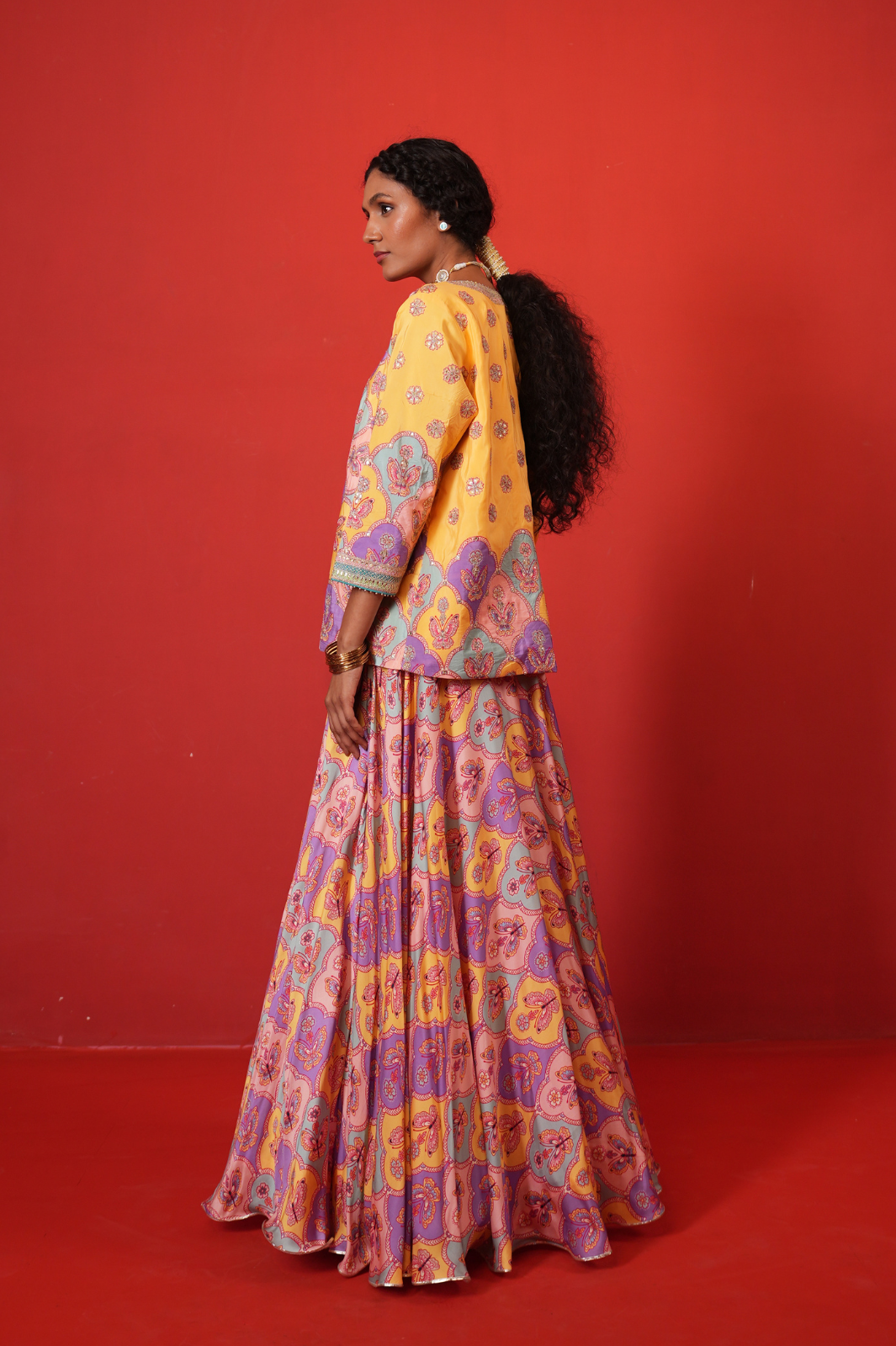 Butterfly Multi Lehenga with Jacket Set