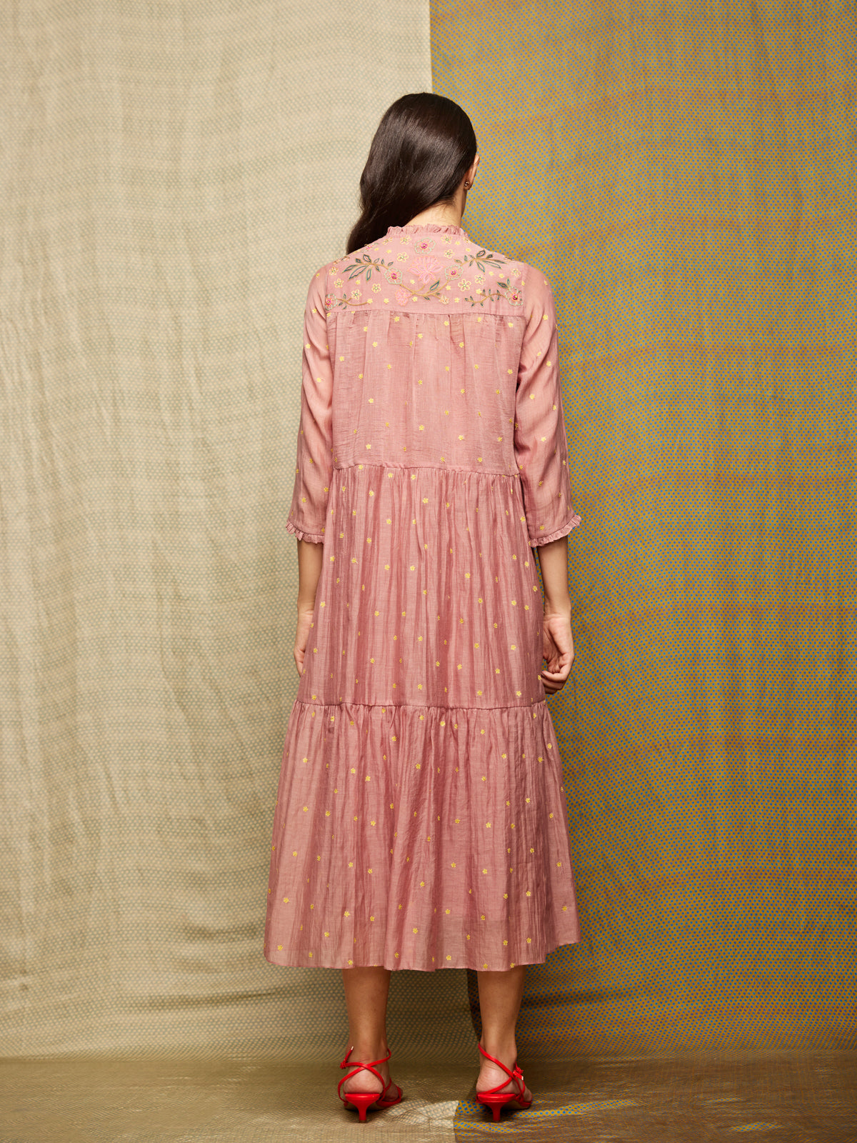 Rose Blush Tiered Embroidered Tunic Dress