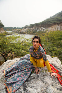 Morbagh Grey Embroidered Lehenga, Crop Top And Sheer Shirt