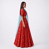Bundi Printed Embrodiered Deer Zaal Lehenga Set
