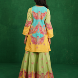 Yellow/turquoise butterfly sharara set
