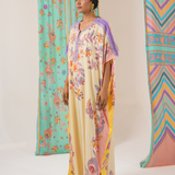 Ivory/yellow butterfly kaftan