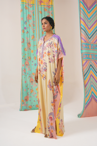 Ivory/yellow butterfly kaftan
