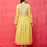 Rose Yellow Embroidered Yoke Tunic