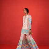Ivory multi chevron butterfly sharara set