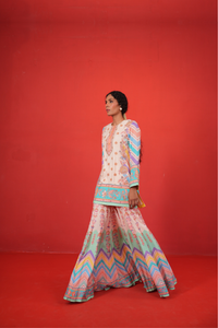 Ivory multi chevron butterfly sharara set