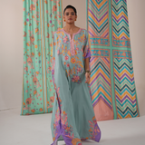 Sage/purple butterfly kaftan